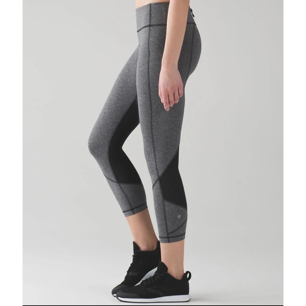 Lululemon Pace Rival Crop Leggings Heathered Grey Size 8